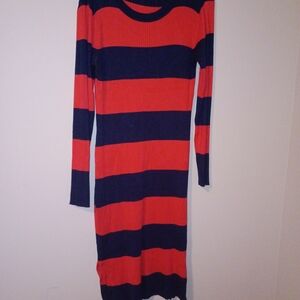 Striped Red and Black Long Sleeve Dress